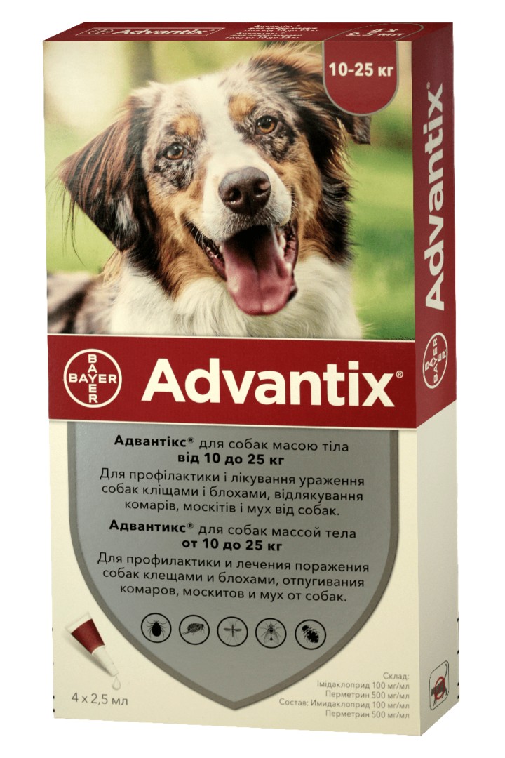 

Капли для собак 10-25 кг Bayer Advantix 1 пипетка
