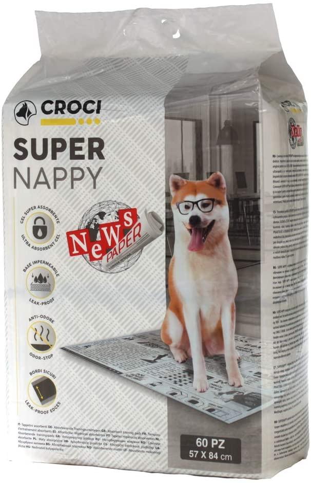 

Одноразовые пеленки для собак 84x57 см Croci Super Nappy. Принт газета 60 шт
