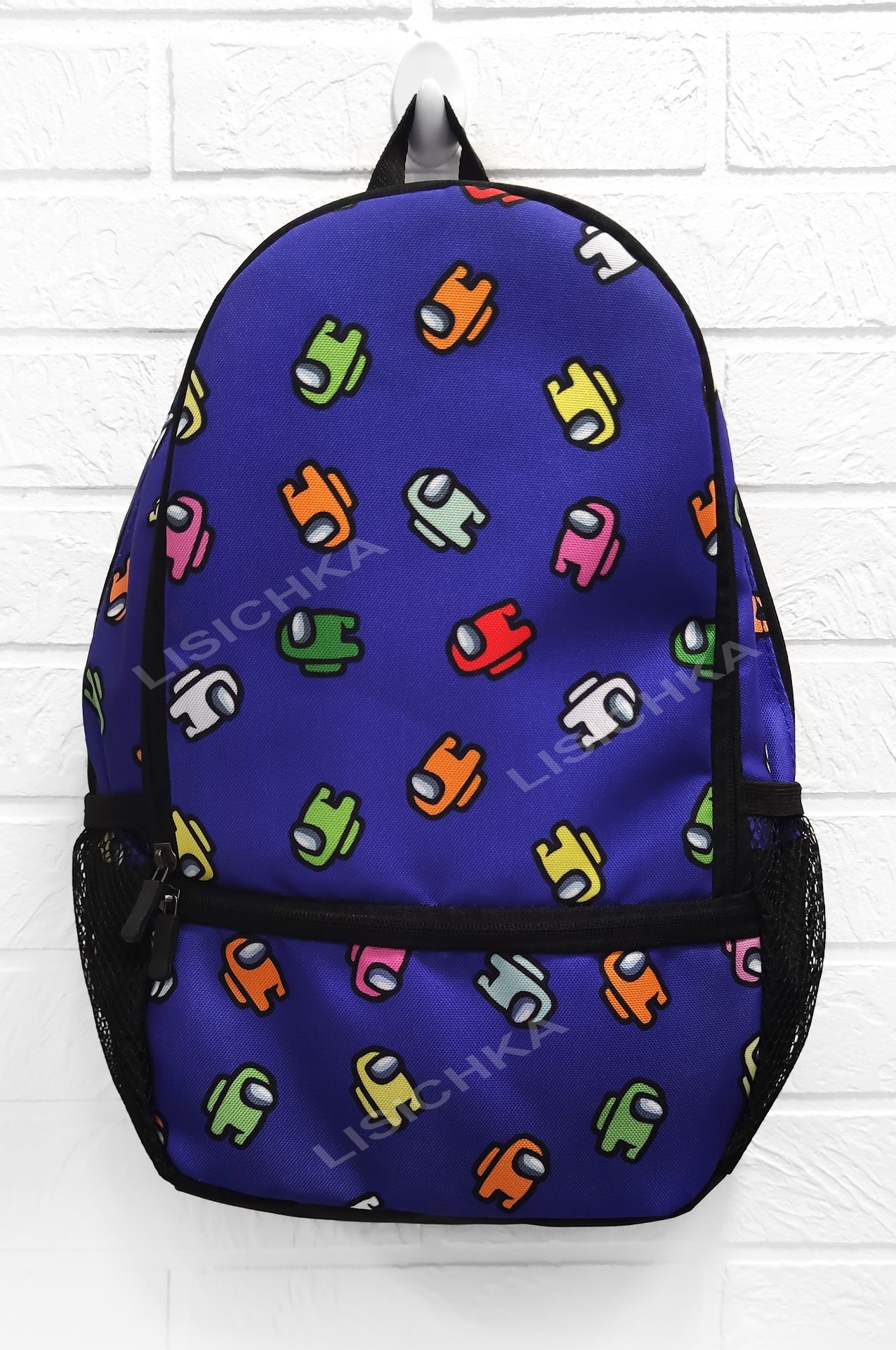 

Рюкзак Foxstyle Амонг Ас, синий микс героев игры Among Us. практичный, яркий, вместительный