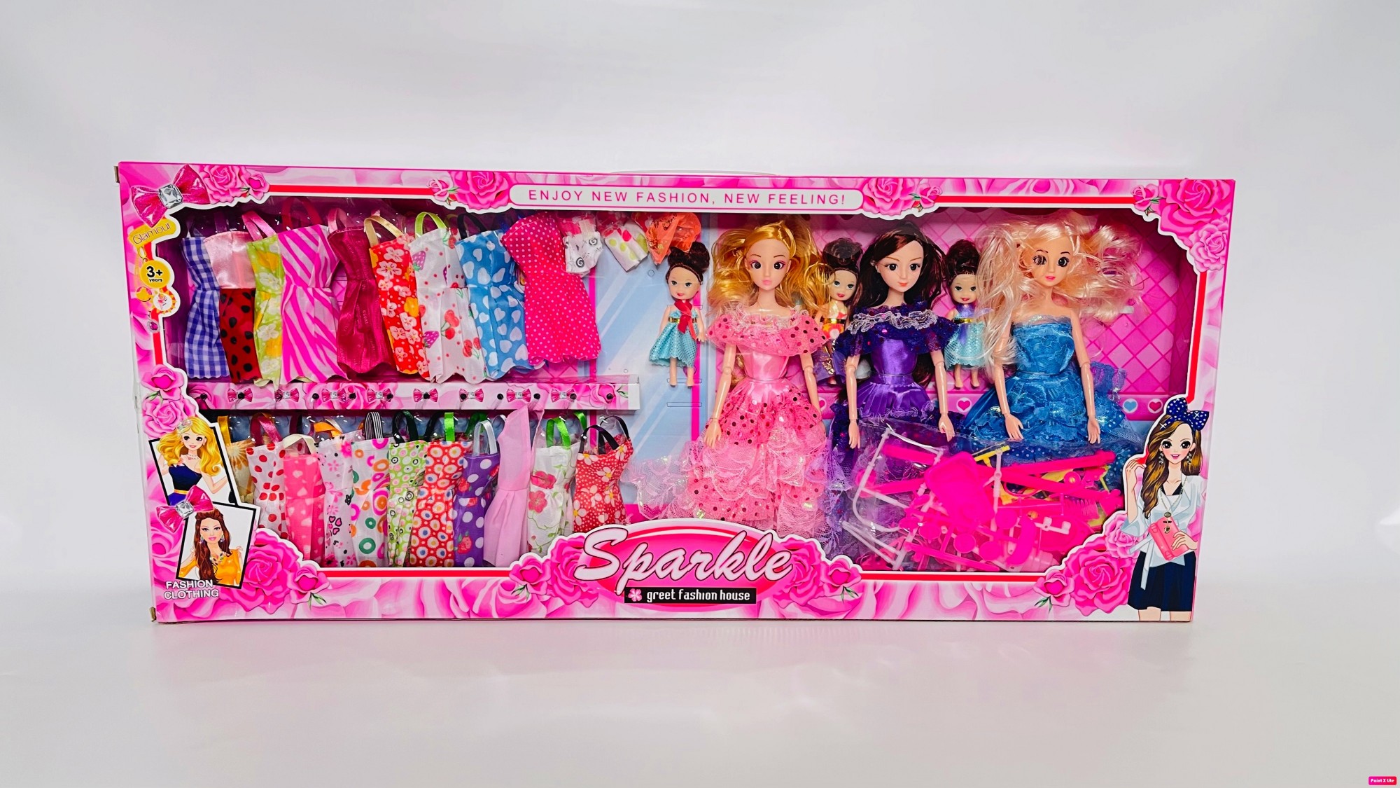 

Большой набор кукол Sparkle Барби 3 шт + 3 детей (49466)