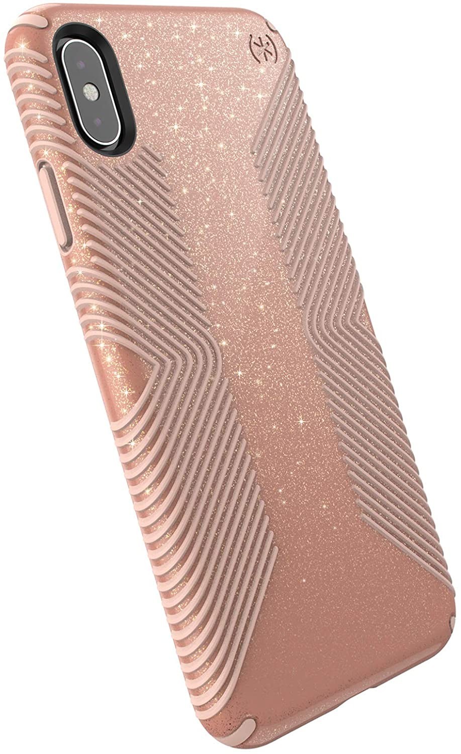 

Противоударный защитный чехол бампер Speck Products Presidio Grip + Glitter iPhone Xs Max Bella Pink with Gold Glitter/Dahlia Peach (117107-6832)