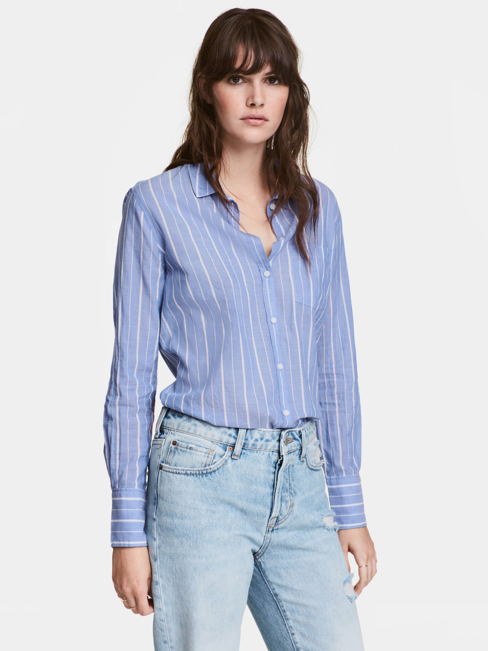 

Рубашка H&M 2504-5086916 32 Голубая в полоску