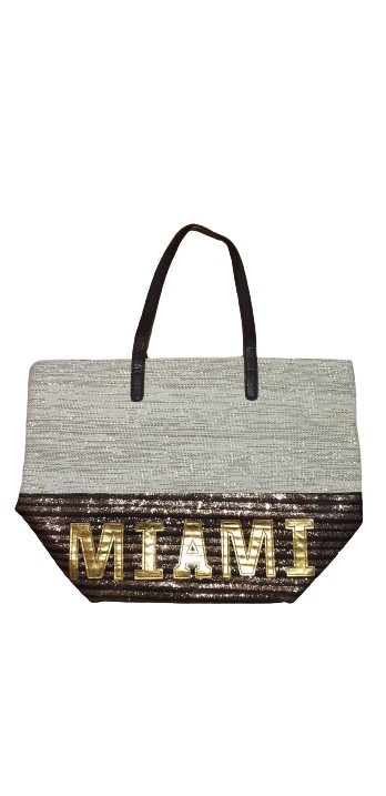 

Пляжная сумка беж+золото+коричневый 52х38 MIAMI 19а