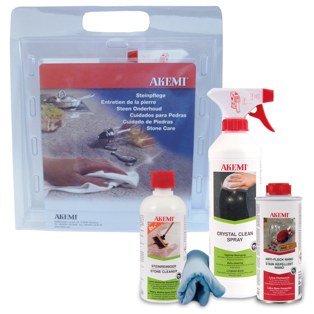 

Набор для ухода за натуральным и искусственным камнем Crystal Care Set Akemi арт0005
