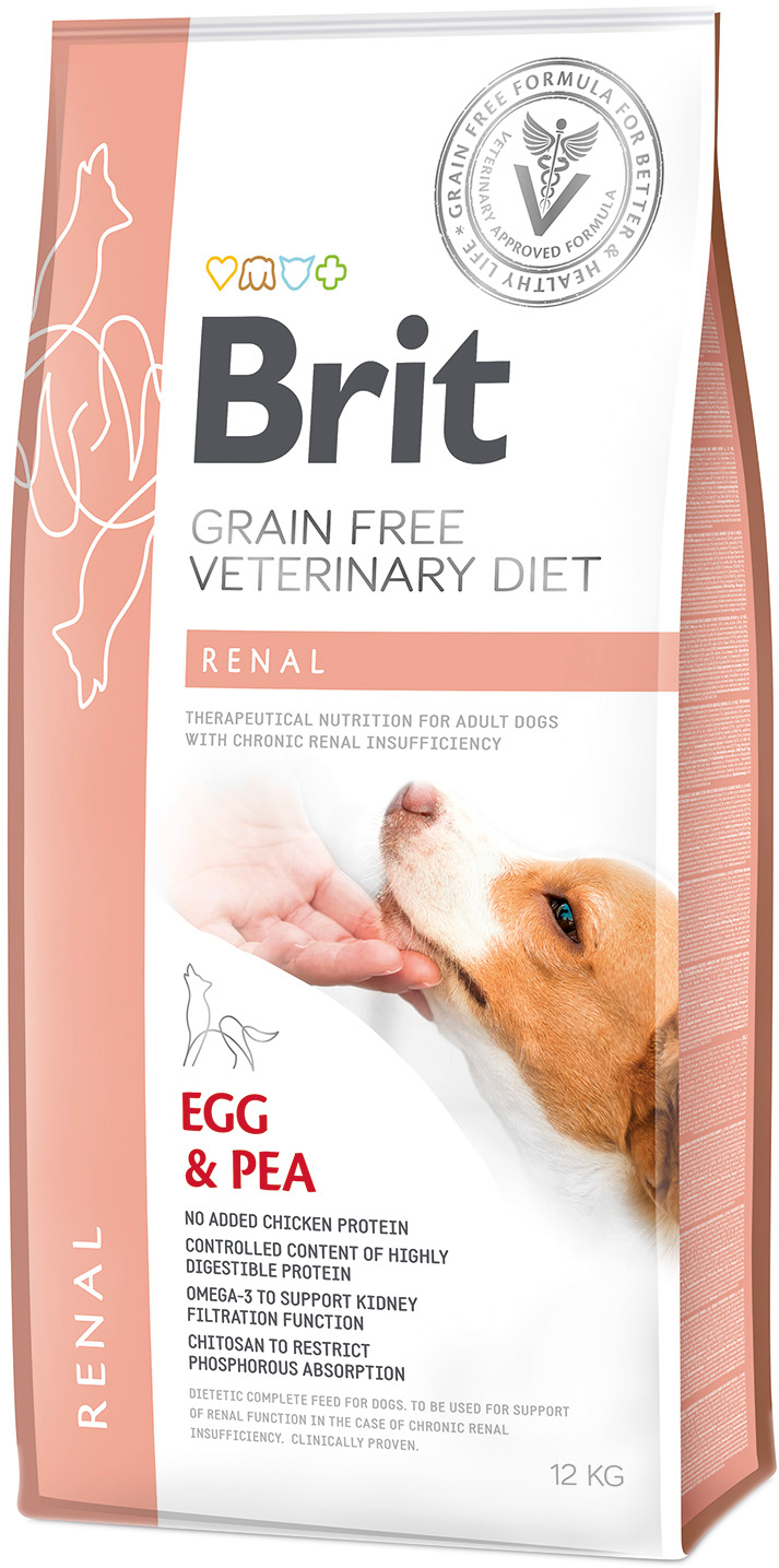 

Сухой корм для взрослых Brit VetDiets при почечной недостаточности с яйцом горохом и гречихой 12 кг