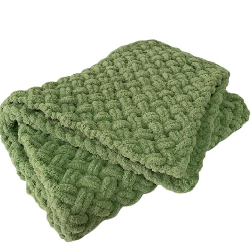 

Плед детский MamBaby из плюшевой гипоаллергенной пряжи премиум класса Alize puffy 80х80 см. Зелёный