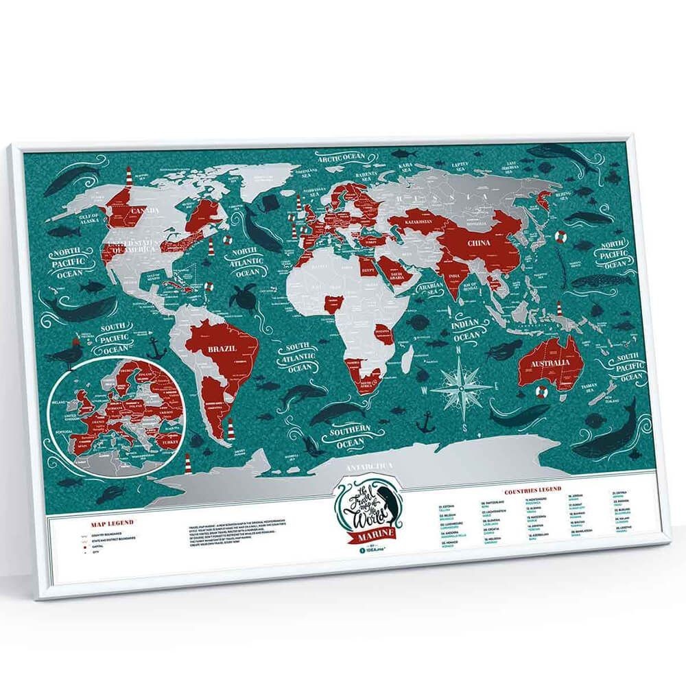 

Скретч-карта мира 1DEA.me Travel Map Marine World в раме (55)