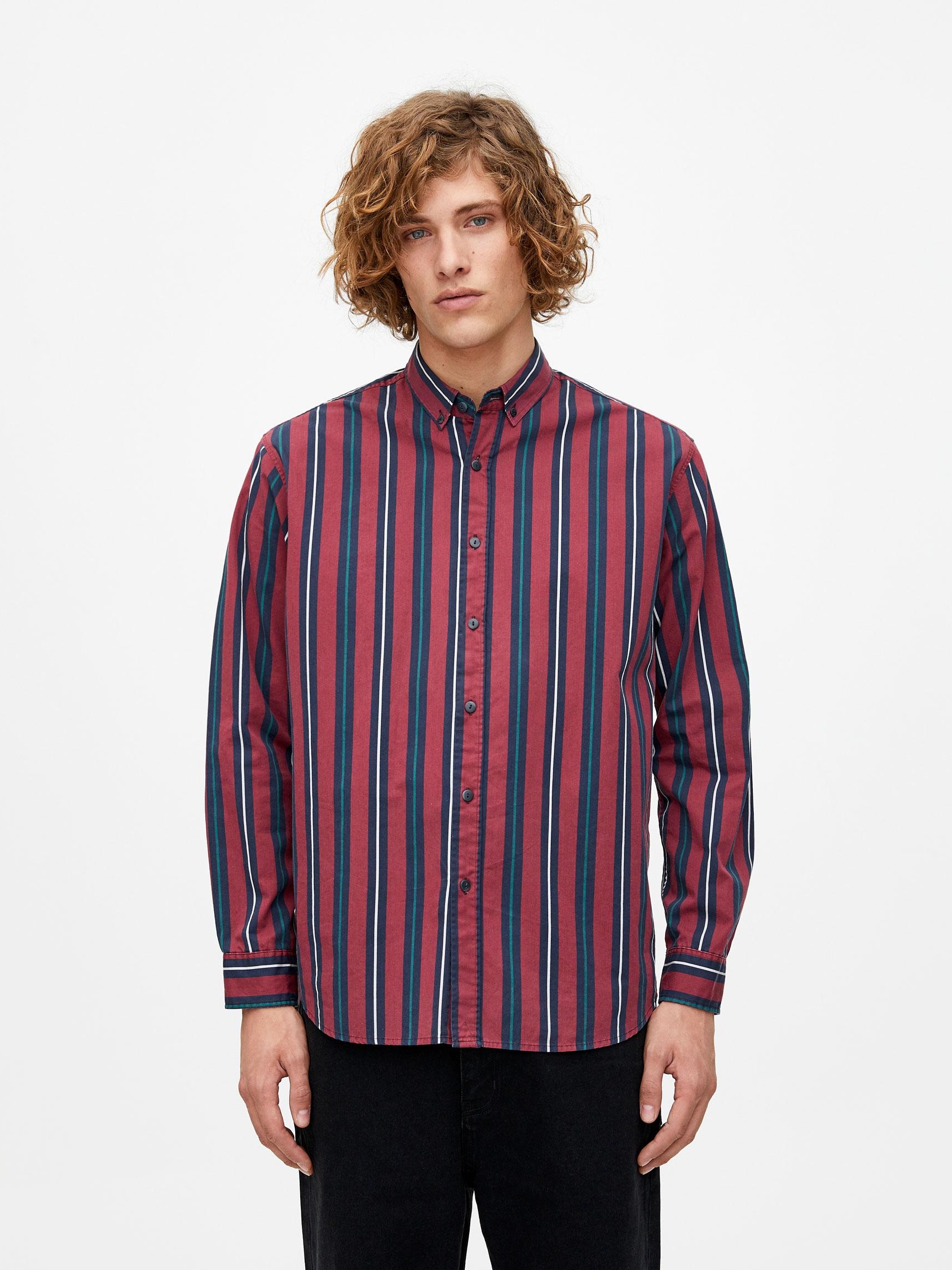 

Рубашка Pull & Bear 9471/911/606-AEOX S Бордовая-синяя-белая