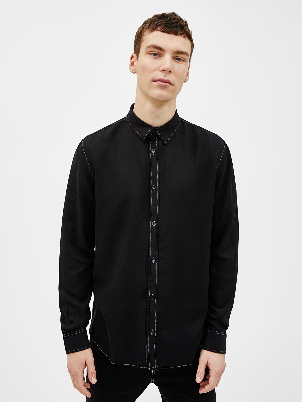 

Рубашка Bershka 6090/019/800-ABOU M Черная-белая