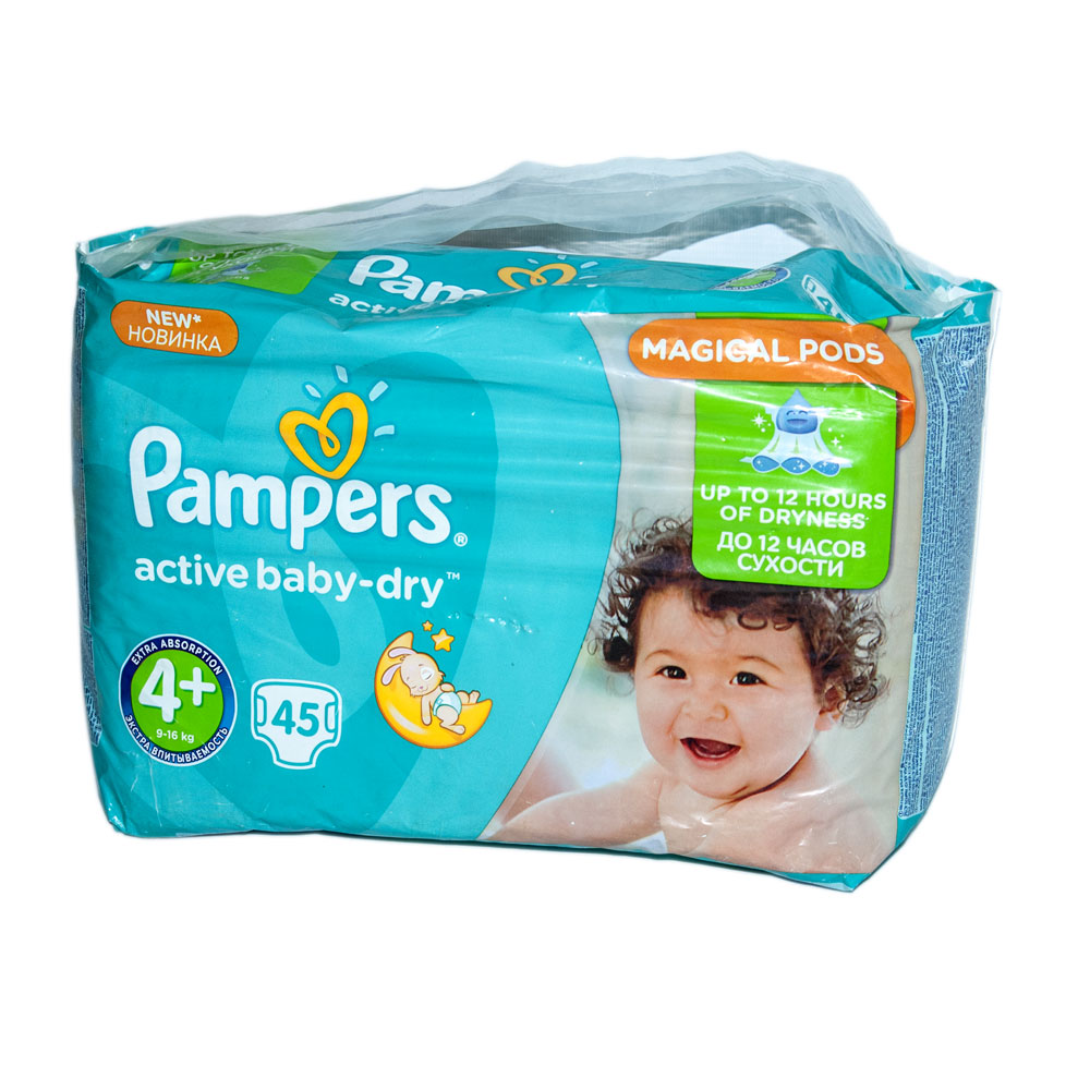 

Подгузники Pampers Active Baby-Dry Размер 4+ (Maxi+) 9-16 кг, 45 подгузников (4015400735724)