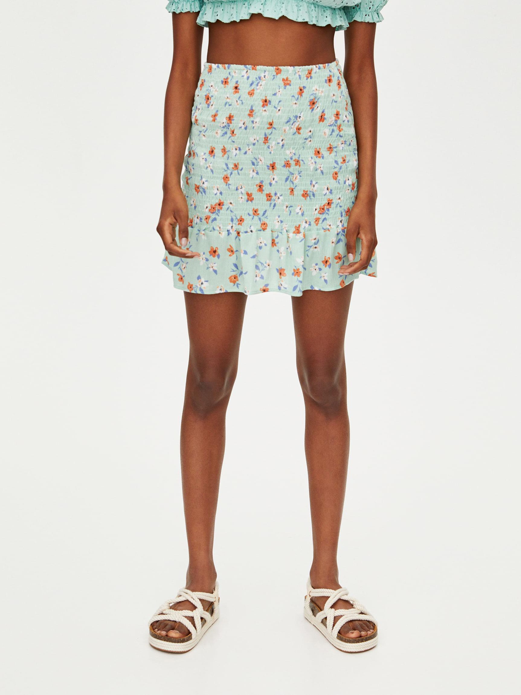 

Юбка Pull & Bear 9395/314/500-AAHV L Салатовая с разноцветным