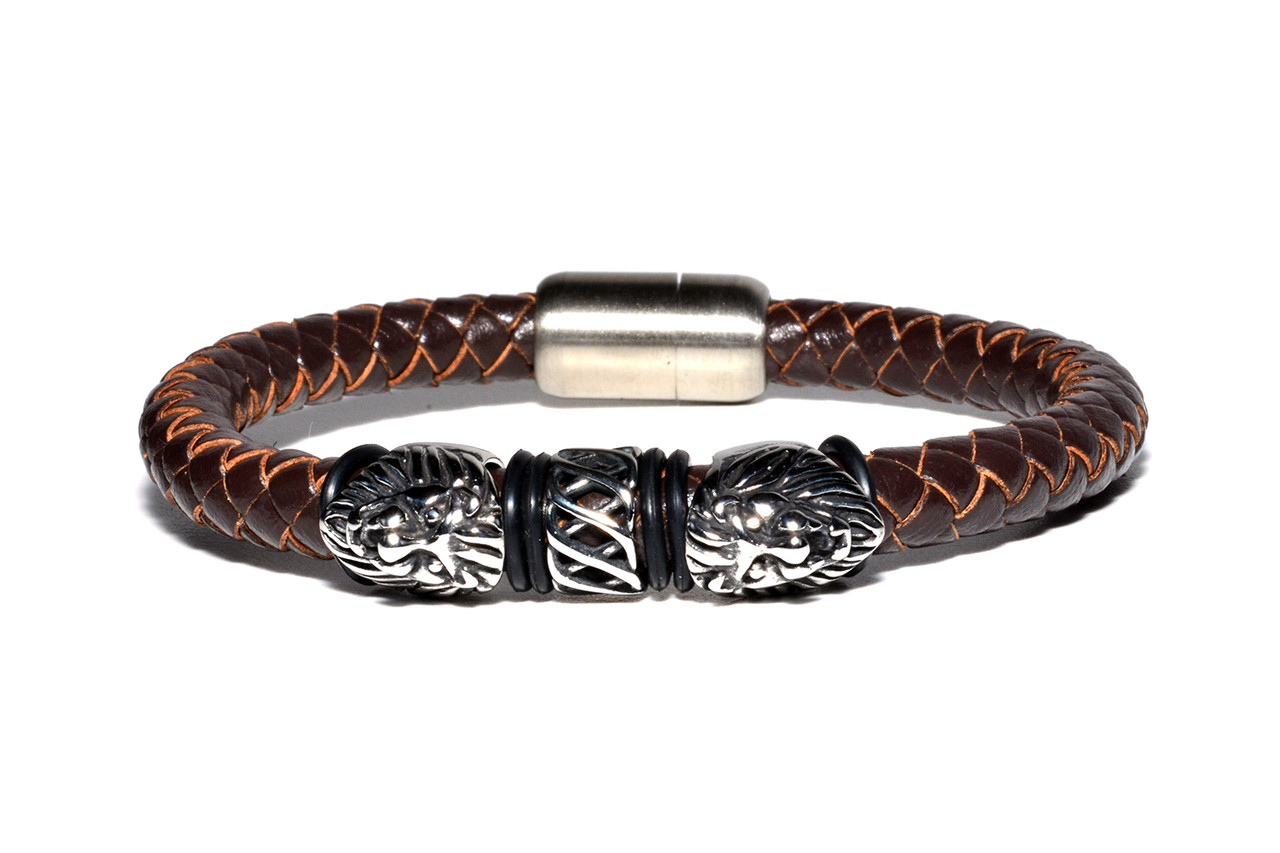

Браслет Кожаный MS Bracelet Leather Brown Kings 372msb мужской Коричневый Лев 21 размер