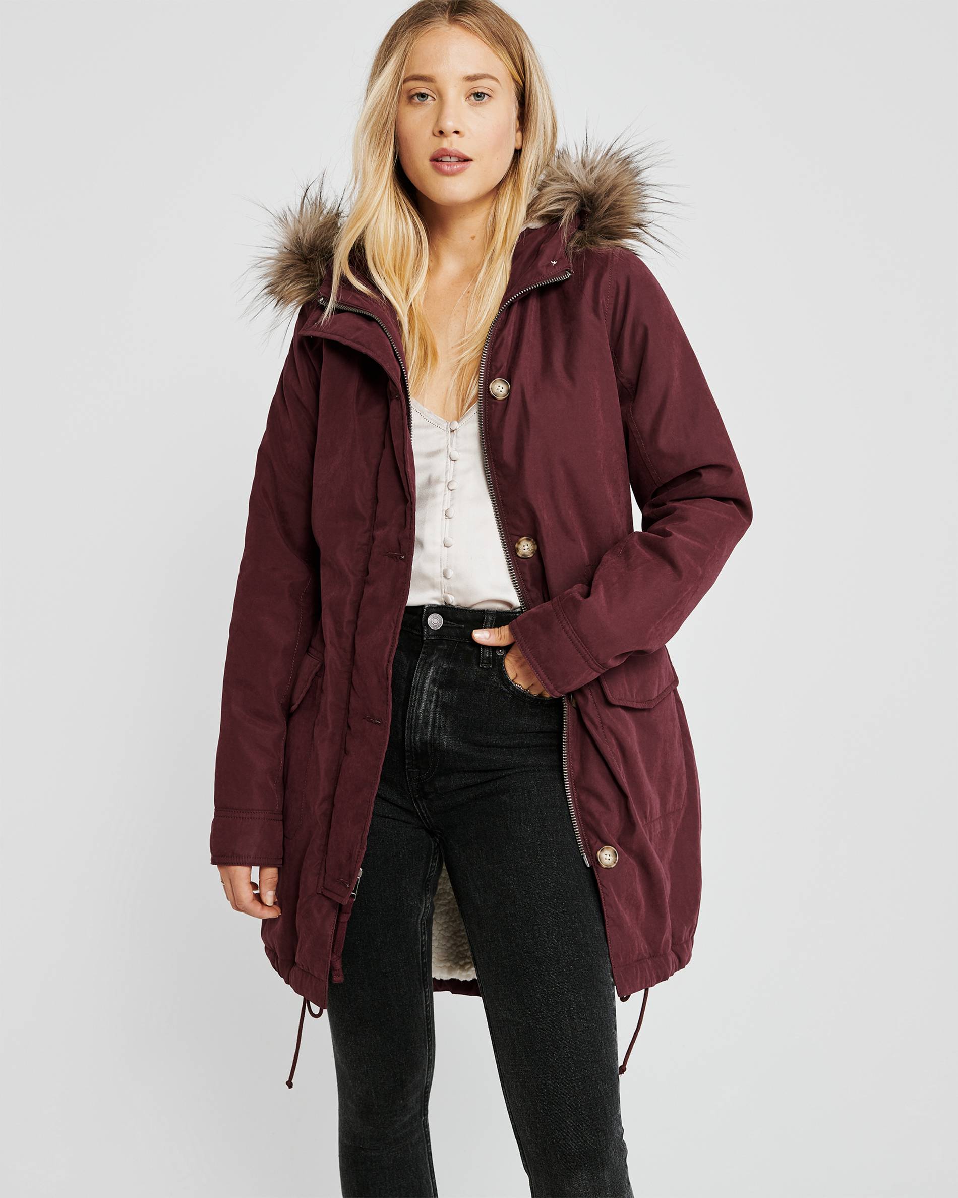 

Парка женская - парка Демисезонная Abercrombie & Fitch AF6181W S Бордовый