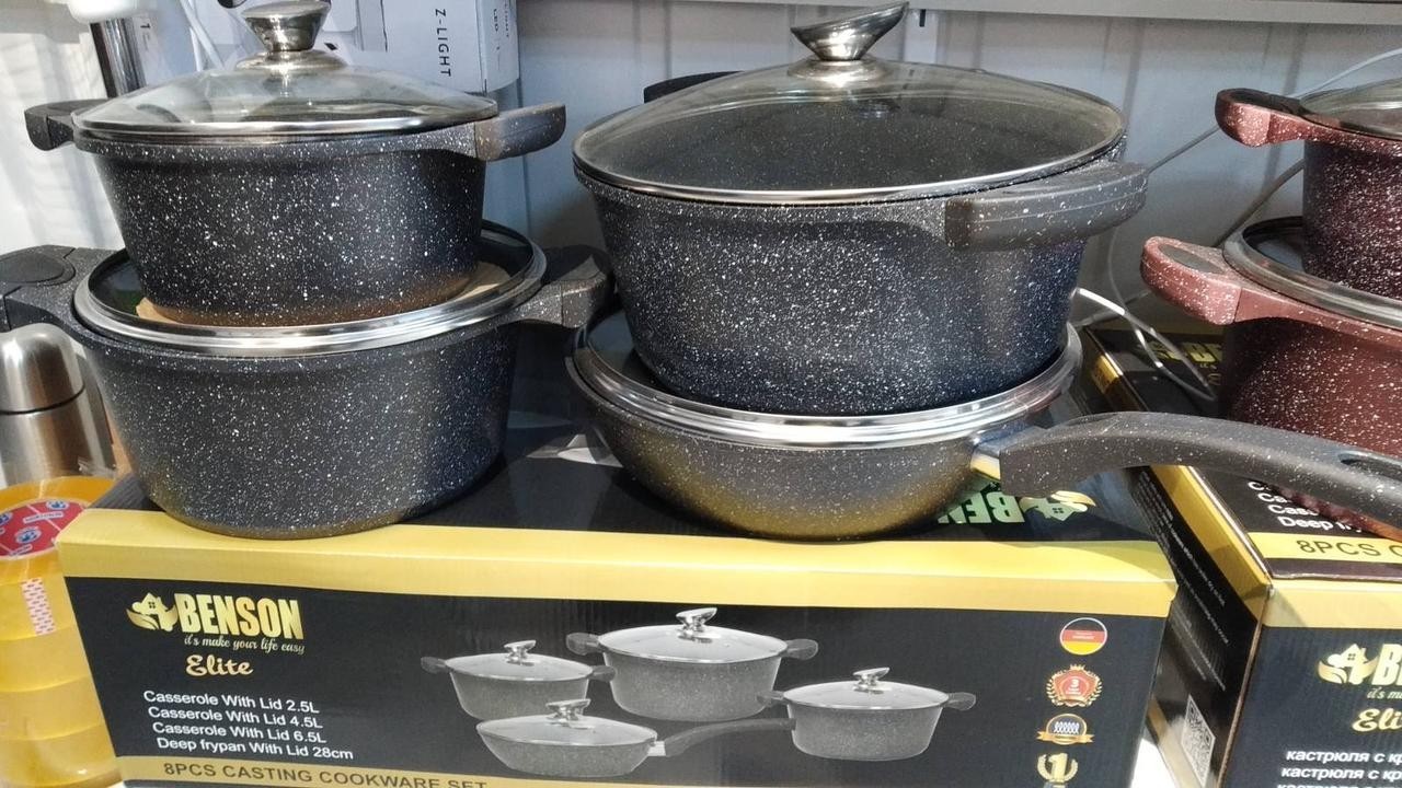 

Набор посуды Benson Elite BN 333 Black из 8 предметов