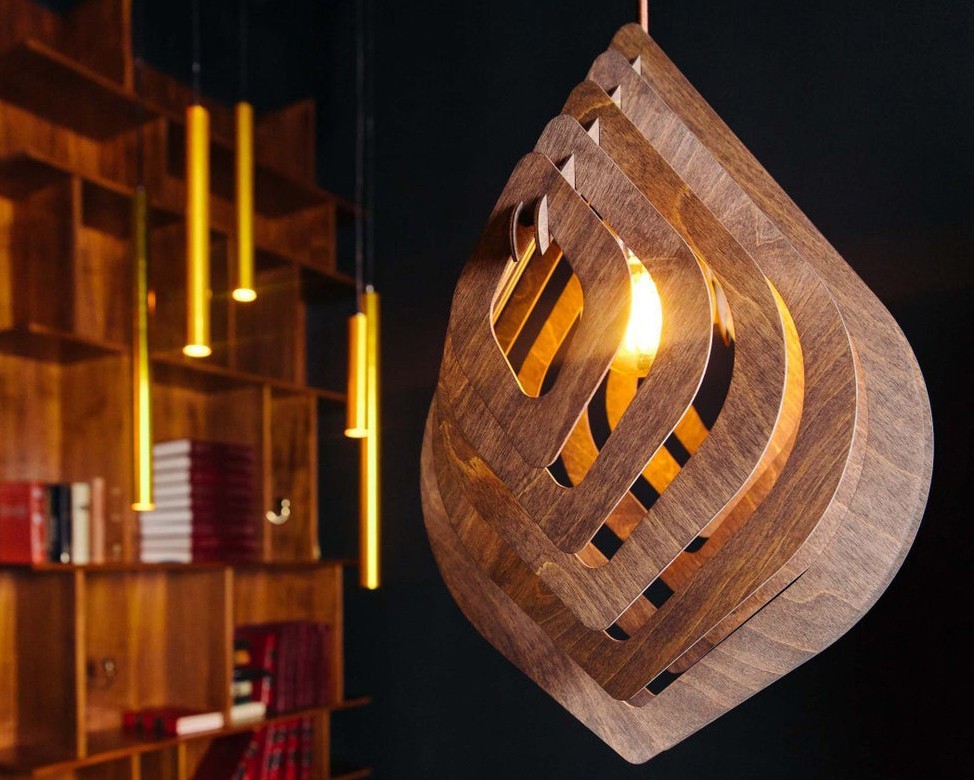 

Люстра деревянная Wood Сонце 33/46 см