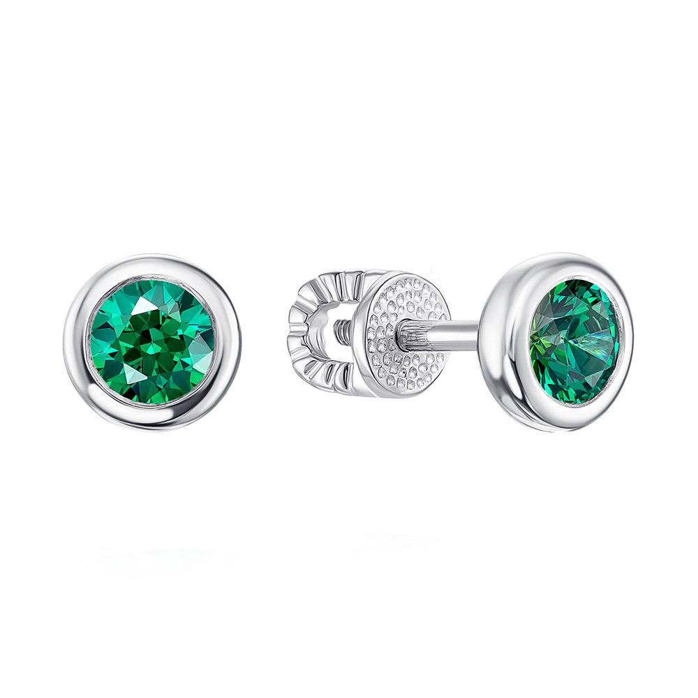 

Серебряные серьги-пуссеты с завальцованным цирконием Swarovski 000126847