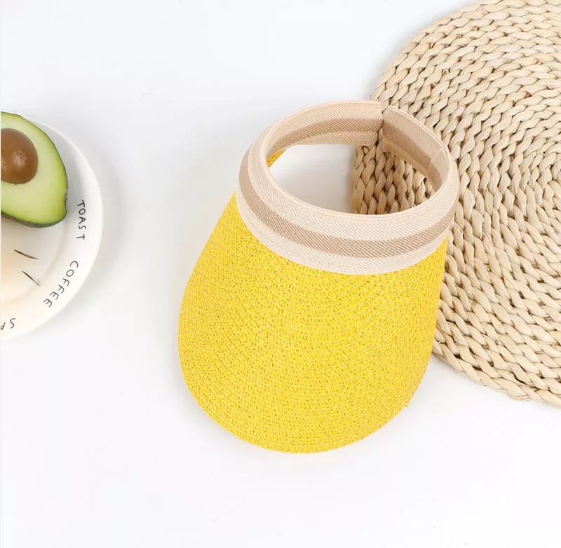 

Козырек солнцезащитный соломенный женский с обручем жёлтый