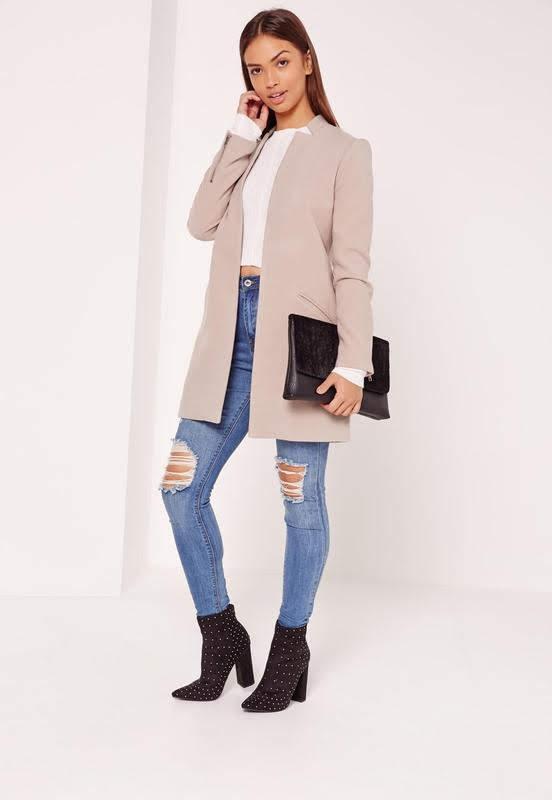 

Стильное пальто тренч М Missguided Великобритания бежевый