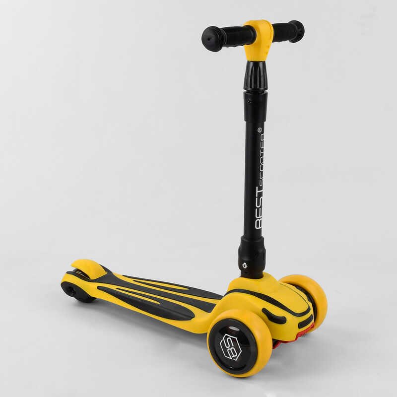 

Самокат трехколесный Best Scooter, MAXI, складной алюминиевый руль, 3 колеса PU со светом Yellow (102049)