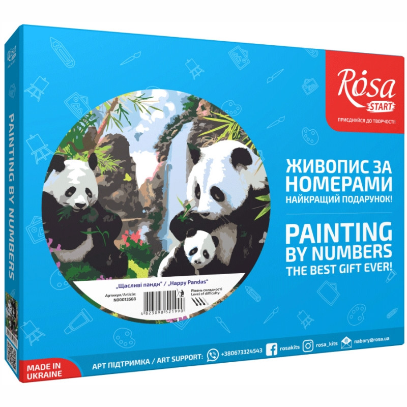 

Набор картина по номерам Rosa Start Счастливые панды 35х45см (4823098521990)