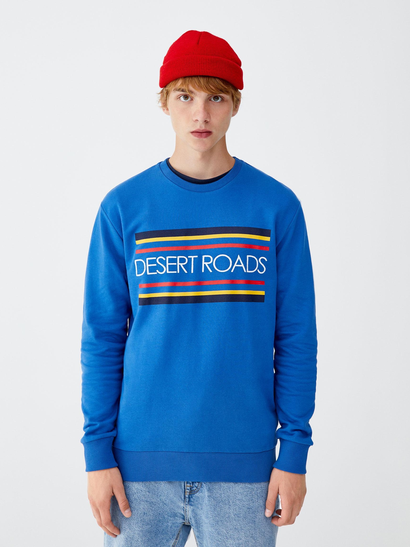

Свитшот Pull & Bear 9595/523/420-AAPR XXL Синий с принтом