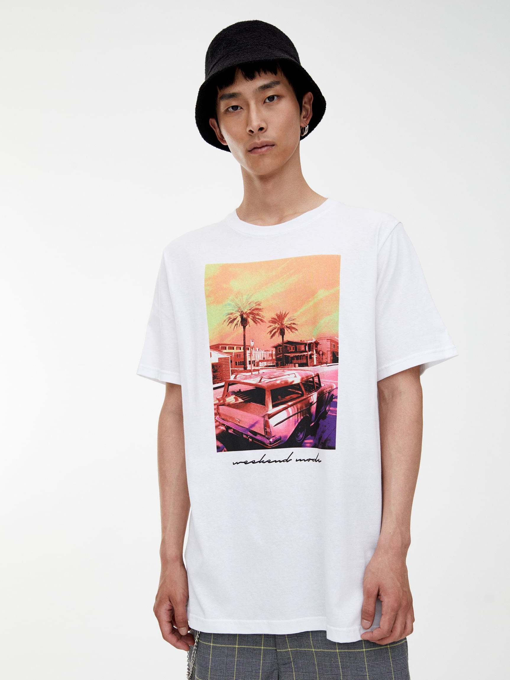 

Футболка Pull & Bear 9242/546/250-AAPT L Белая с принтом