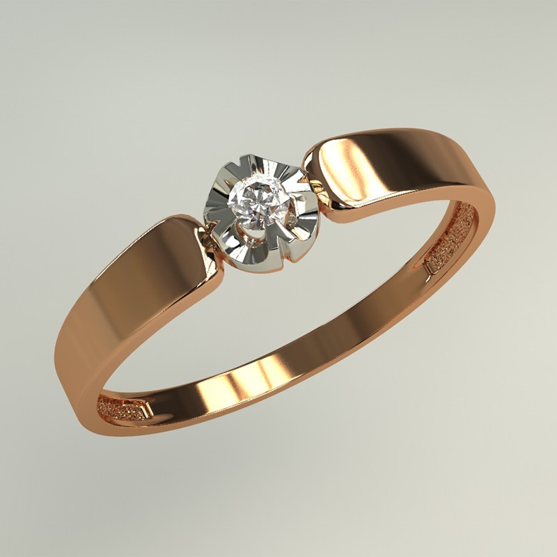 

Золотое кольцо с бриллиантом 9604B472 0,025карат Размер16,5