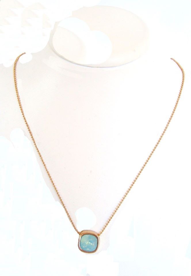 

Кулон на цепочке бирюзовый квадрат gold DANON N4979R11