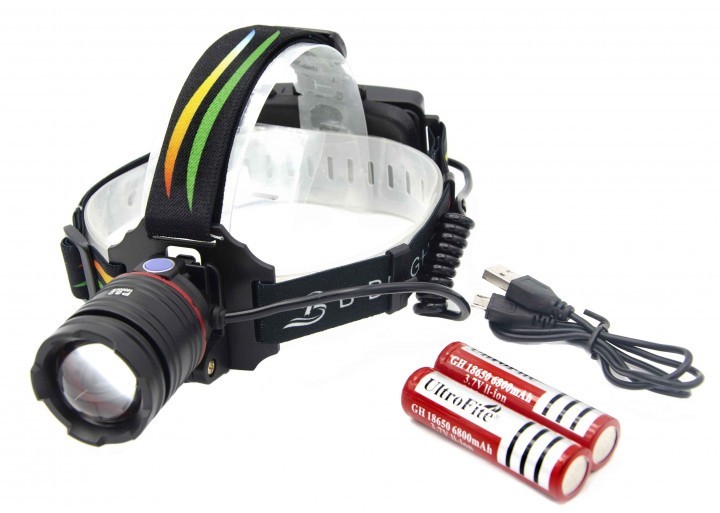 

Фонарик налобный Flash P52 диод P50 2x18650 ЗУ USB