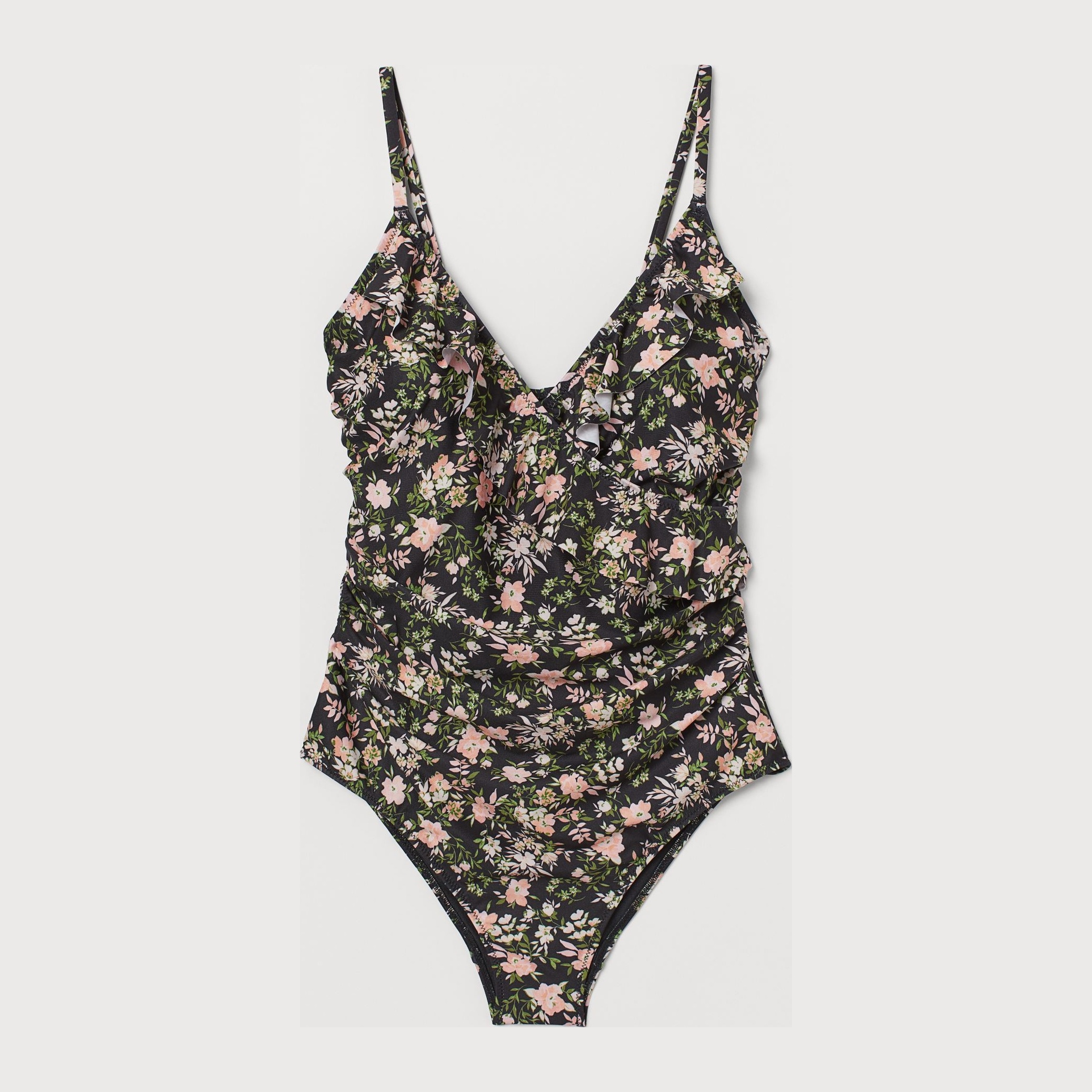 

Купальник слитный женский H&M 1305-7593261 40 Черный цветы