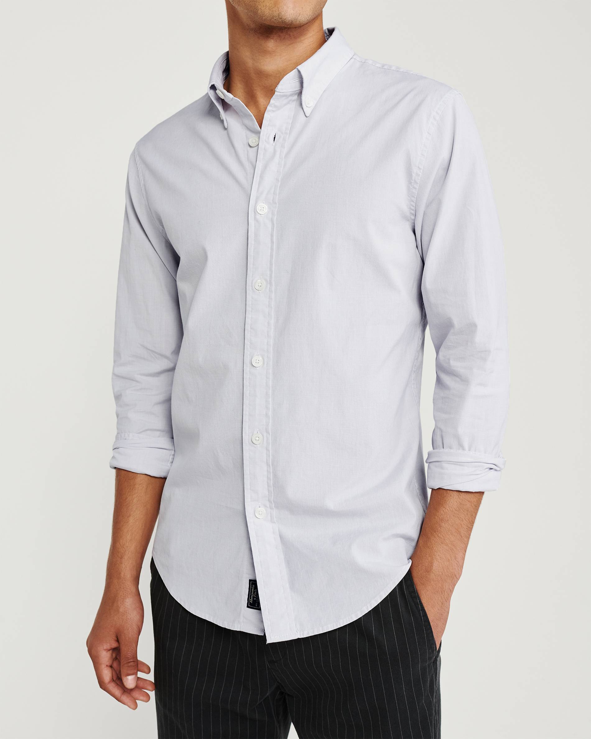 

Мужская рубашка - рубашка Abercrombie & Fitch AF7388M XL Светло-серый