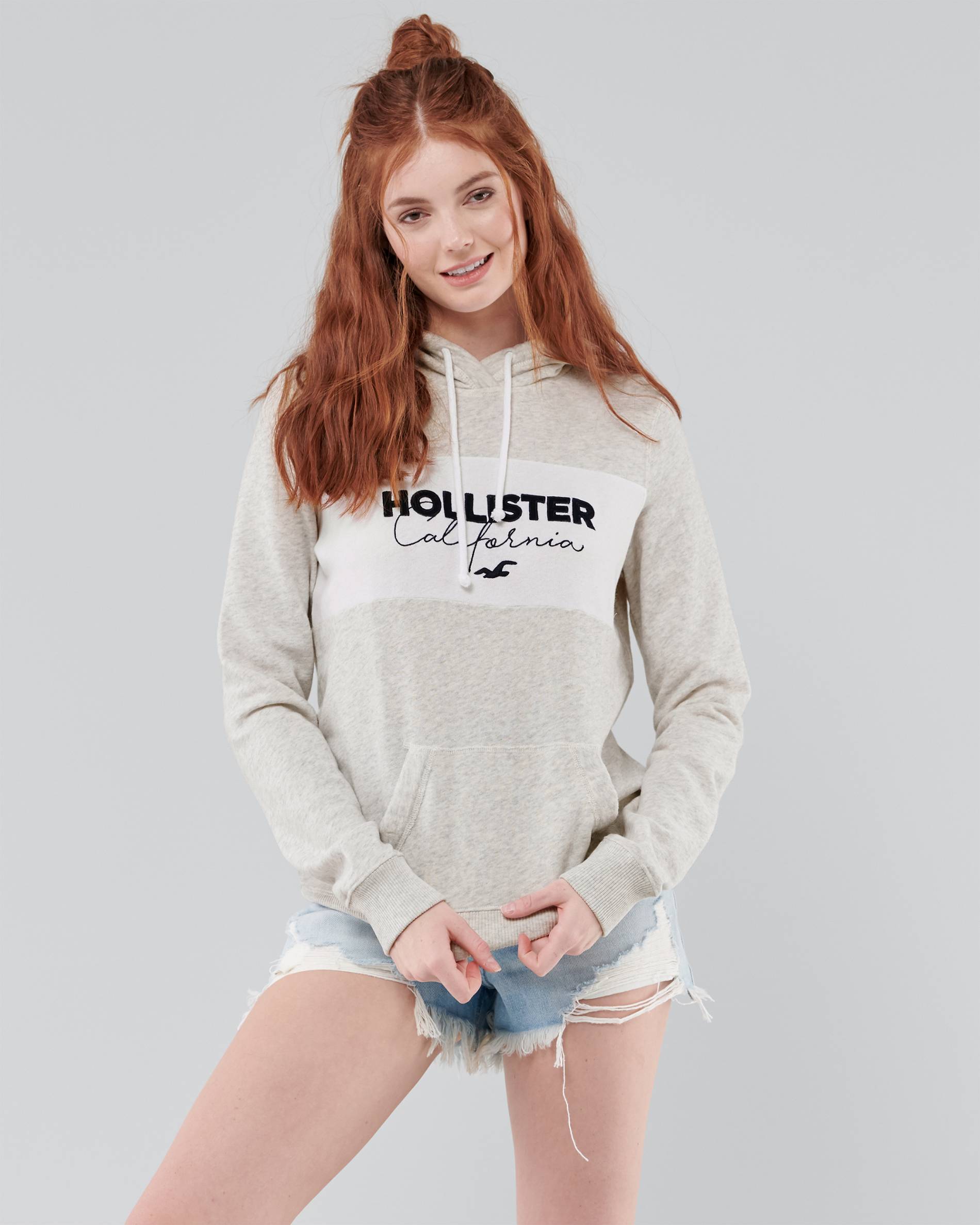 

Толстовка женская - толстовка Hollister HC7639W  Светло-серый, Толстовка женская - толстовка Hollister HC7639W S Светло-серый