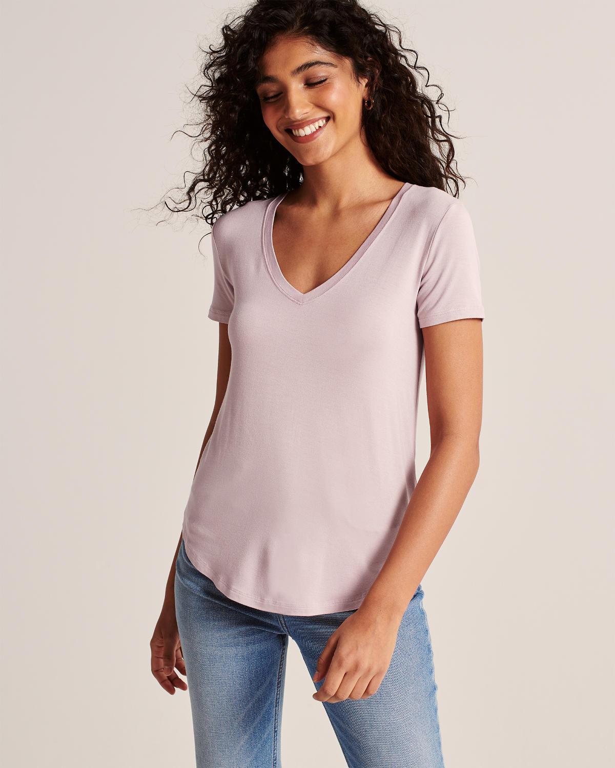 

Футболка Abercrombie & Fitch AF7535W  Светло-сиреневый, Футболка Abercrombie & Fitch AF7535W S Светло-сиреневый