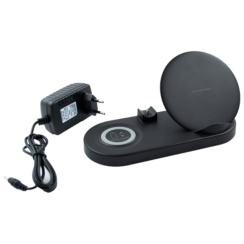 

Беспроводная зарядка 5 в 1 Fast Charge Black док-станция с технологией QI для iPhone, Apple Watch, AirPods, совместимых смартфонов и смарт часов