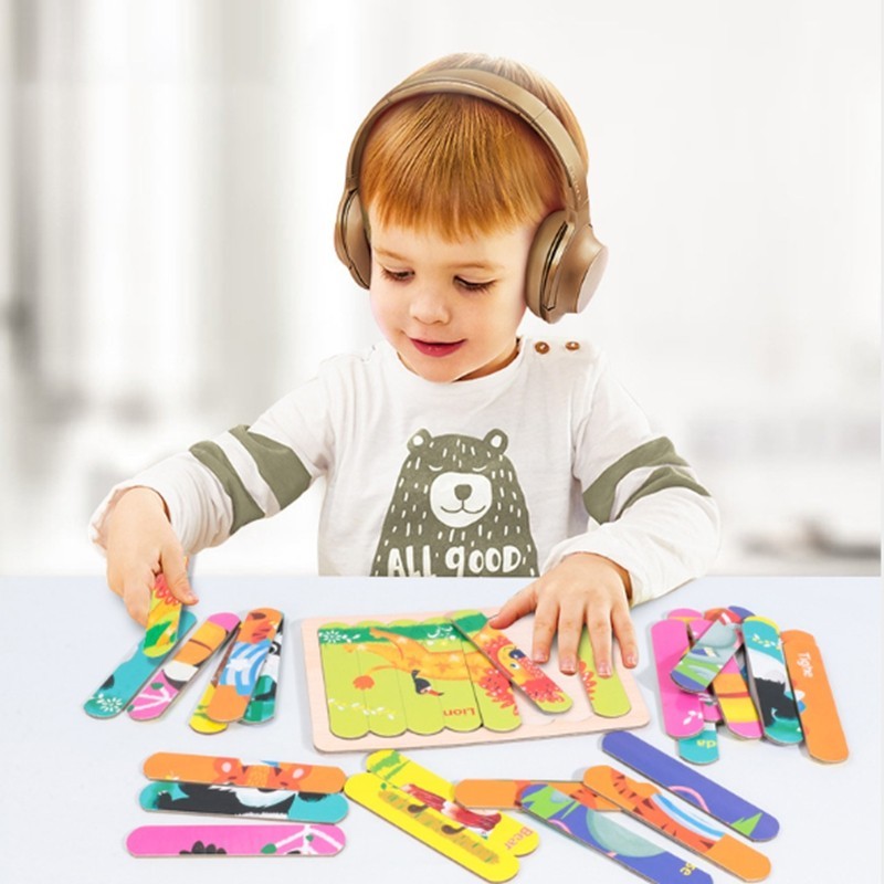 

Деревянная головоломка Собери картинки из палочек MUQIY Toys Животные