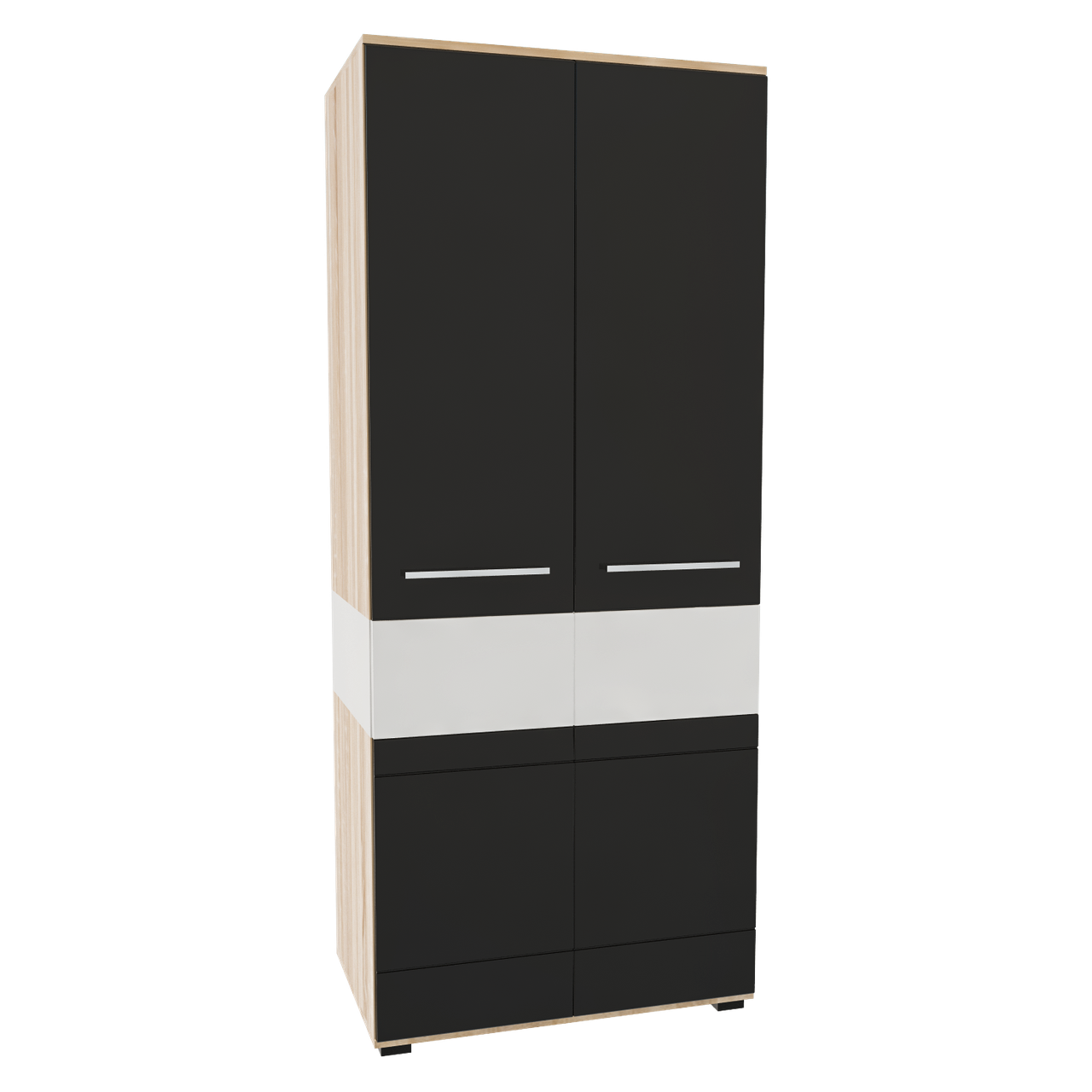 

Шкаф распашной двухдверный в гостиную из ДСП+МДФ NEONE 9 Blonski Дуб сонома+черный глянец