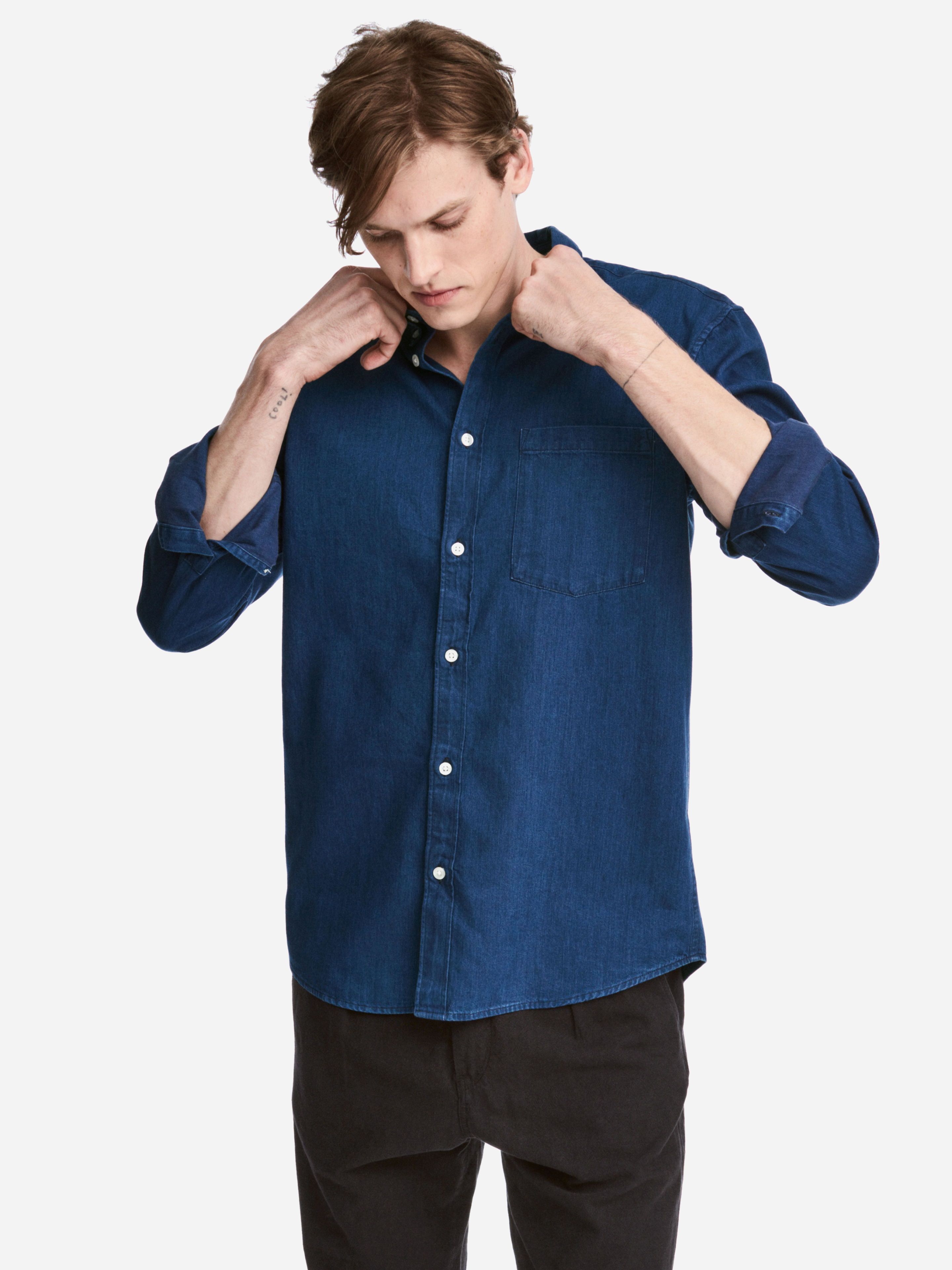 

Рубашка H&M 5017206-AAQJ XS Темно-синяя
