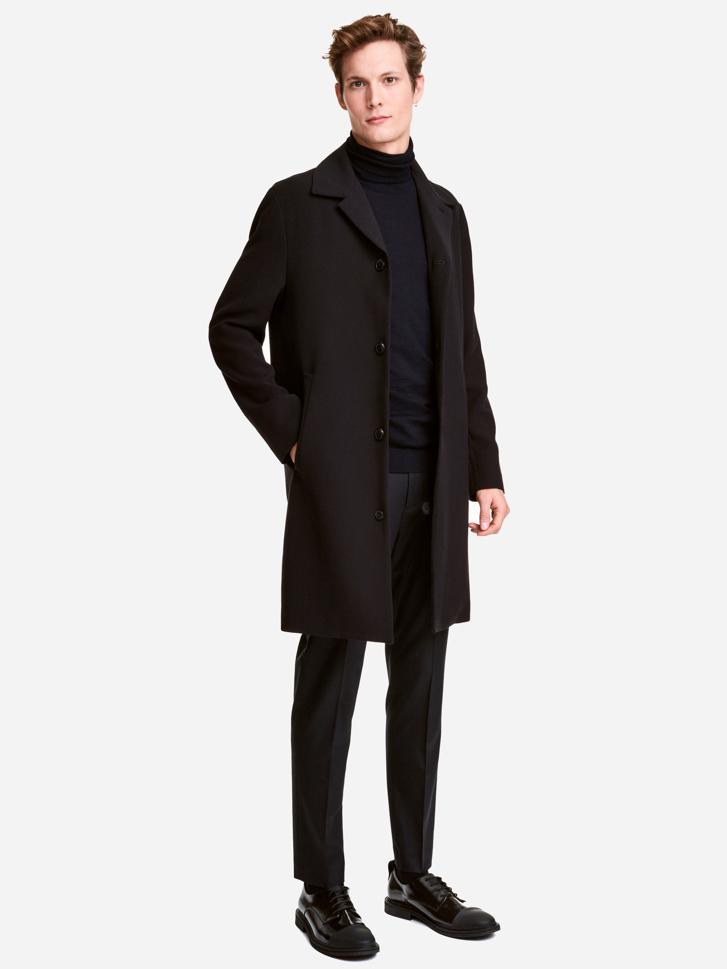 Купить черное пальто мужское. O/N 691410 H/M пальто мужское. 07883010 Мужское пальто HM. Пальто до колен мужское. Черное пальто мужское.