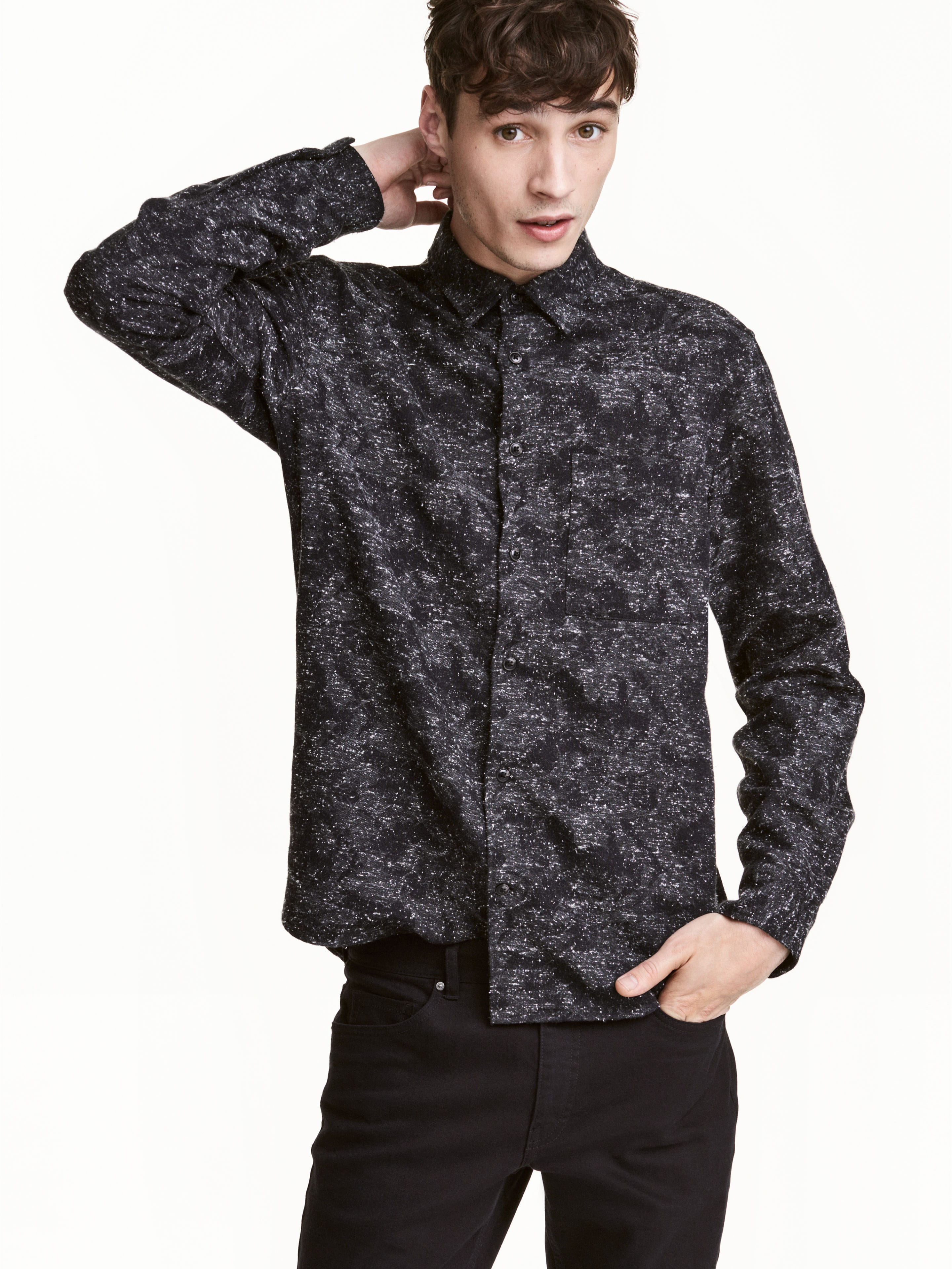 

Рубашка H&M 4545885-ACKO M Черная с серым и белым