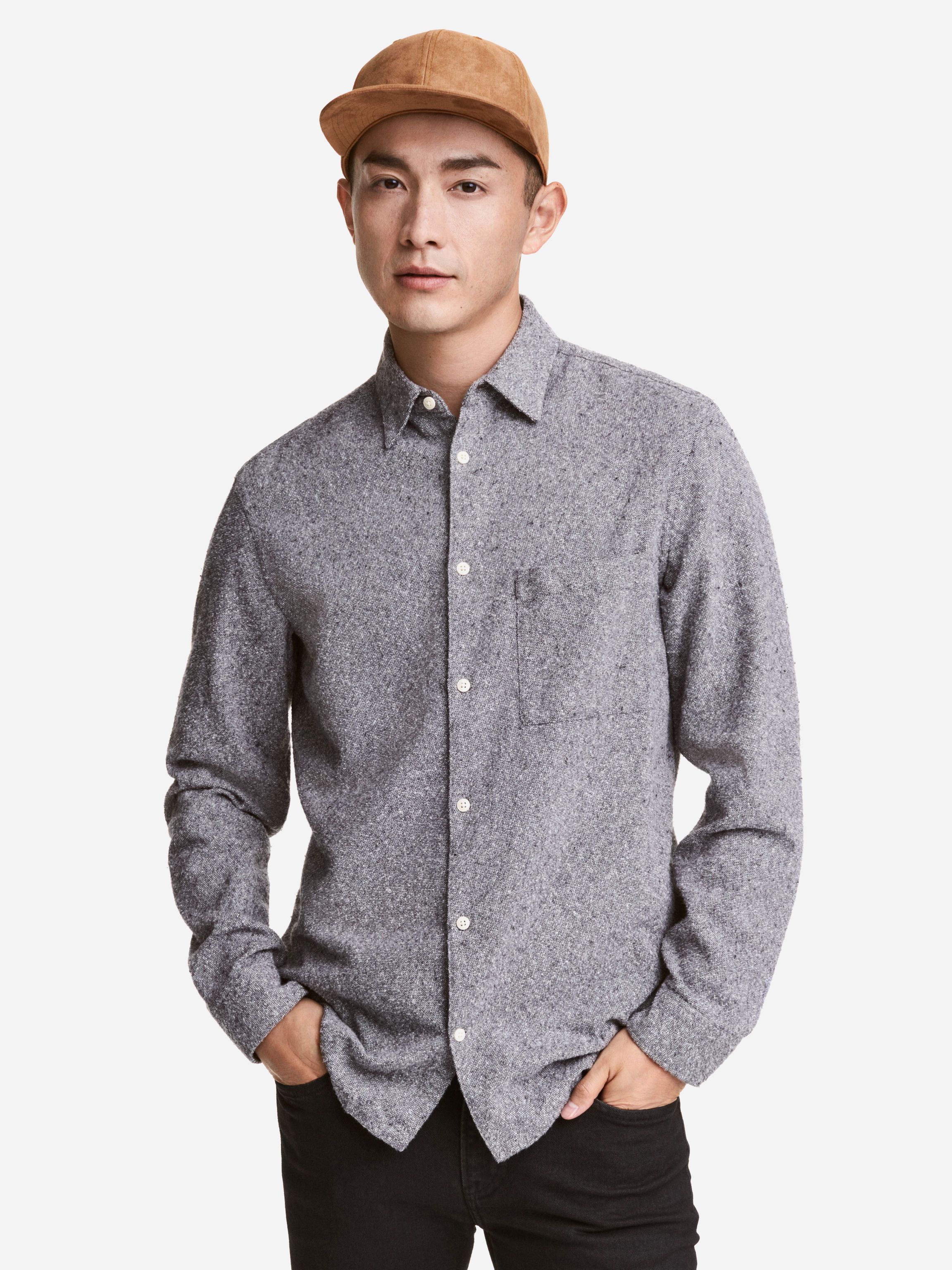 

Рубашка H&M 4367354-AAXA XL Серая с белым