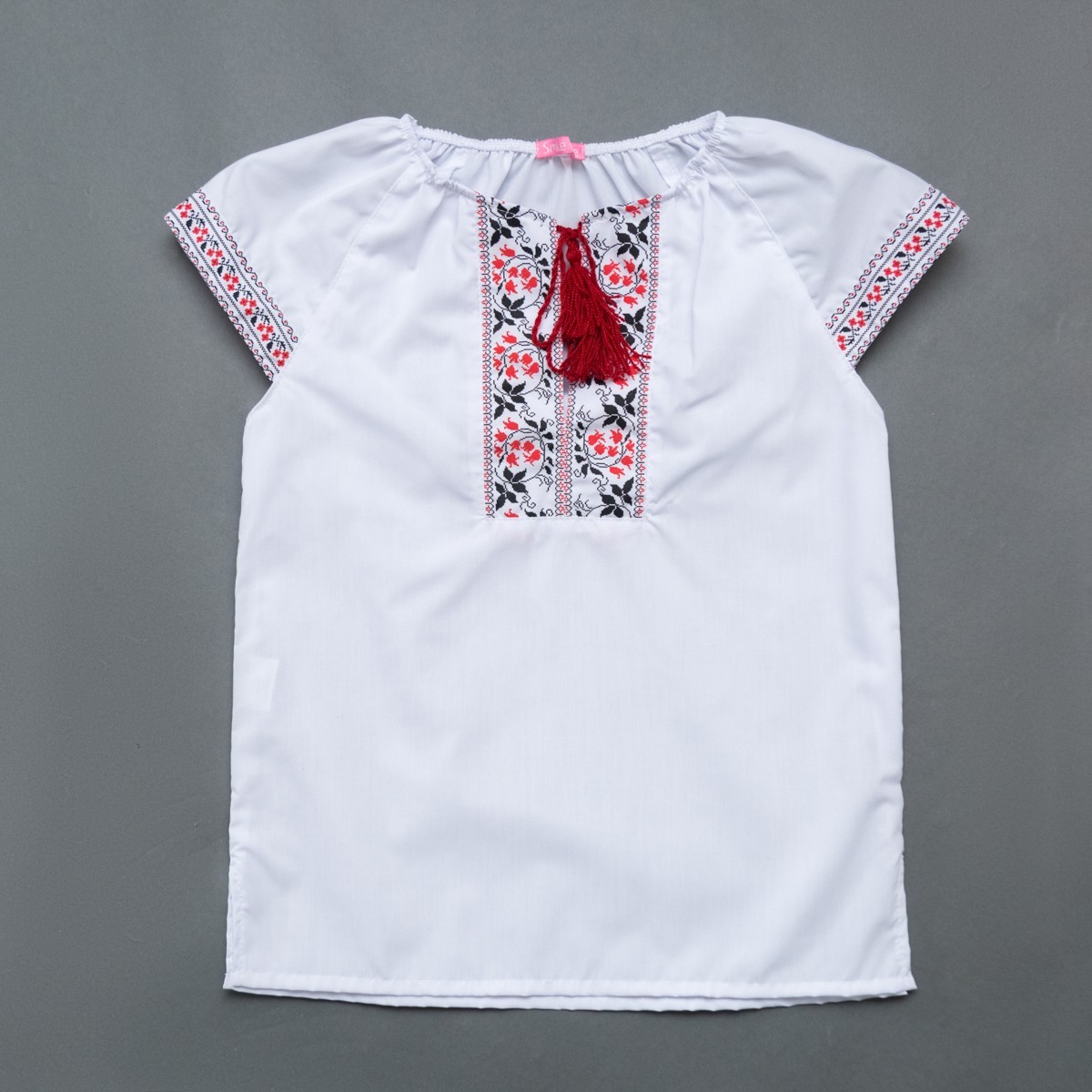 

Вышиванка SmileTime короткий рукав Ethnic 140 красный узор (LR24-10-2)