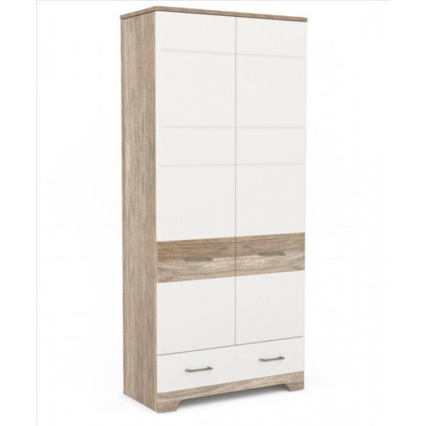 

Шкаф распашной двухдверный из ДСП+МДФ MULATTO F Blonski Дуб каньон+белый глянец