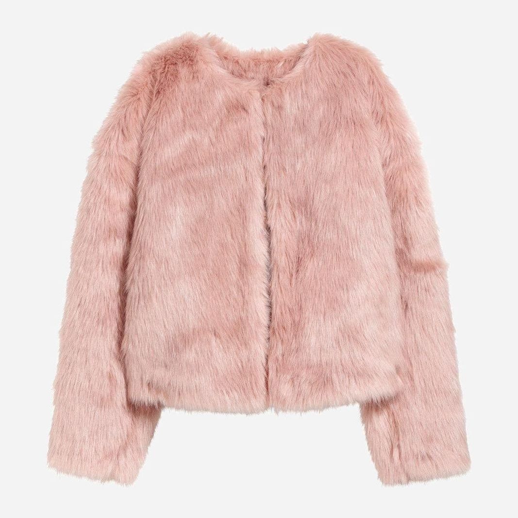 

Полушубок H&M 587681001a84 40 Розовый