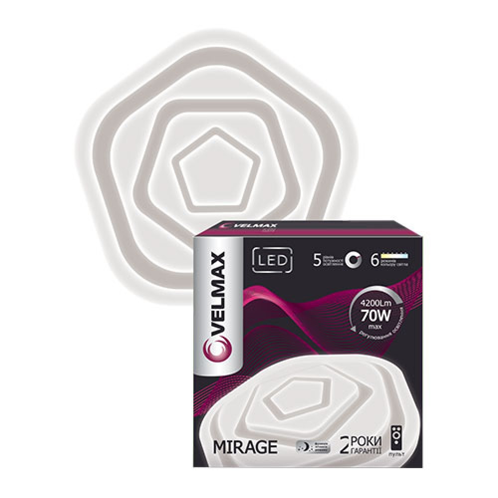 

LED СВЕТИЛЬНИК VELMAX V-CL-MIRAGE, 70W, SMART, 3000K-6500K, 4200LM, ПУЛЬТ ДИСТАНЦИОННОГО УПРАВЛЕНИЯ
