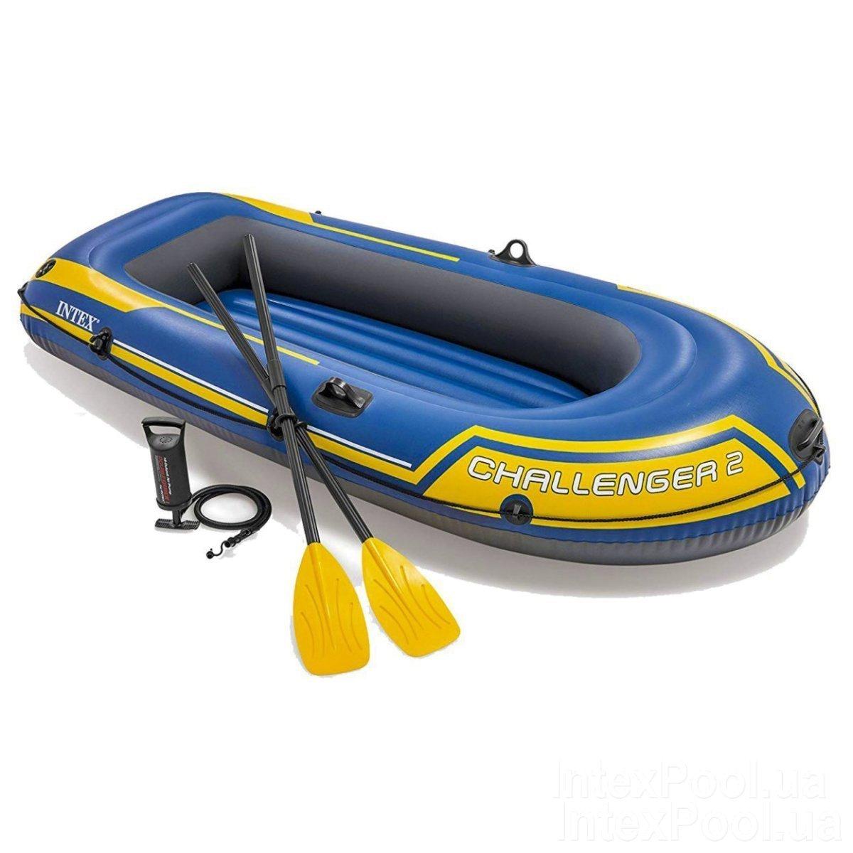 

Двухместная Надувная Лодка Intex 68367 Challenger 2 Set с Веслами и Насосом (236*114*41 см), до 200 кг