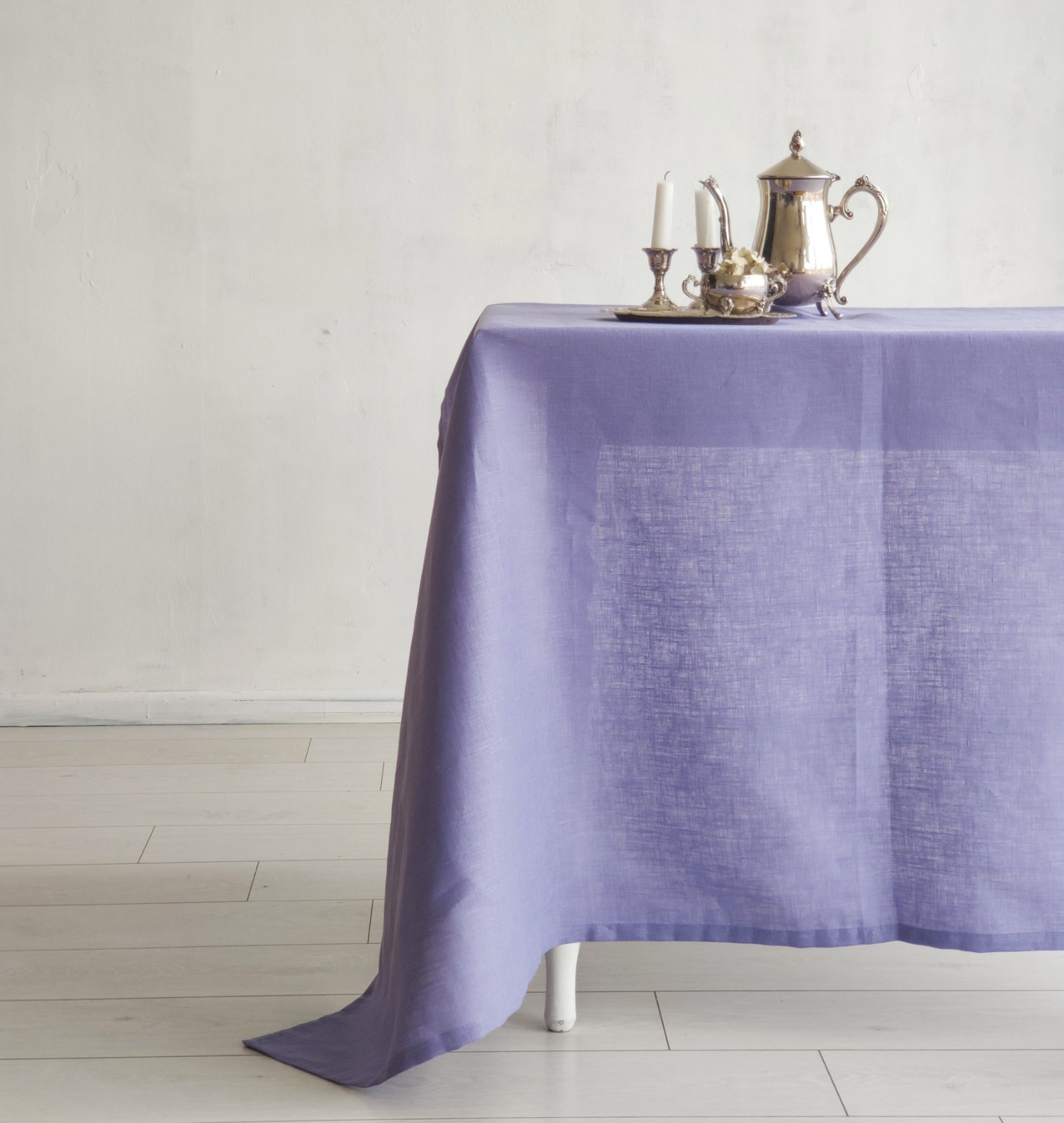 

Скатерть на стол из натурального льна ESTET™ Lavender Лавандовый фиолетовый 100×100 см.