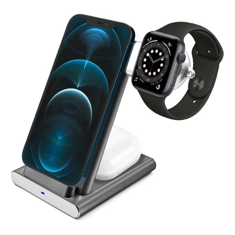 

Беспроводное зарядное устройство COTEetCI WS-20 3-in-1 Aluminum Wireless Charger (CS5700-GY)