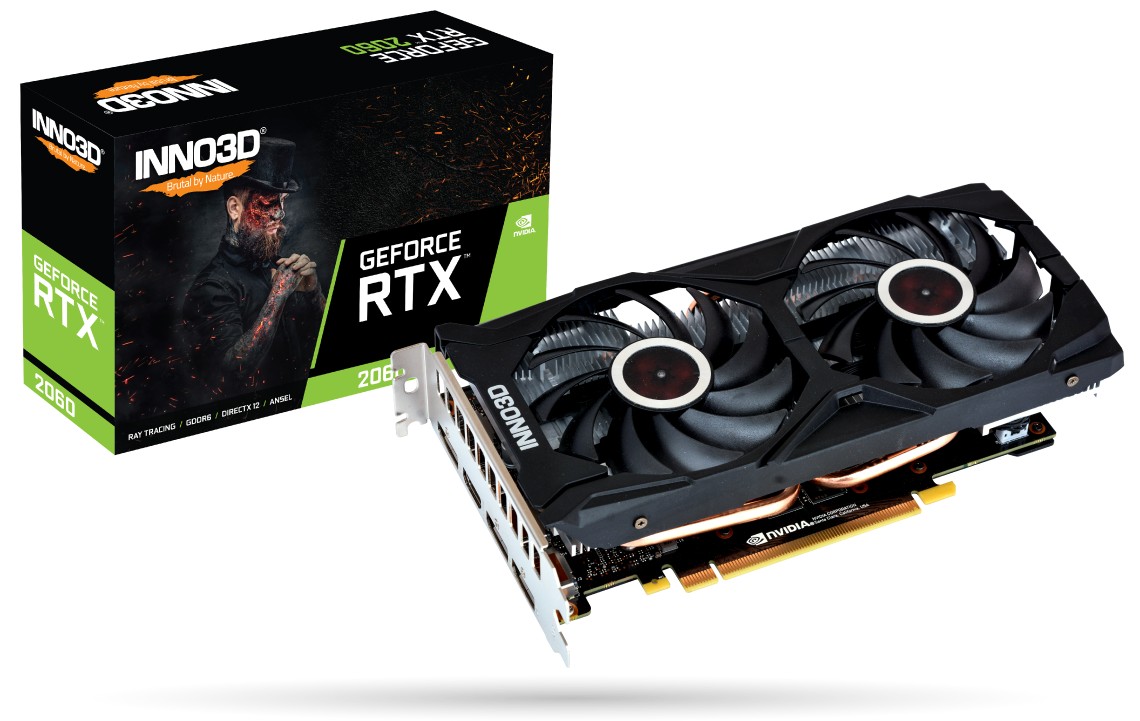 

Видеокарта Inno3D, GeForce RTX 2060, TWIN X2, 6Gb GDDR6, 192-bit, HDMI/3xDP, 1680/14000 MHz, 8-pin (N20602-06D6-1710VA15L)