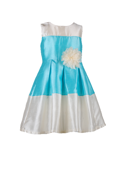 

Детское платье двухцветное с цветком 2 года (87 см) 3069-white-blue голубой цвет
