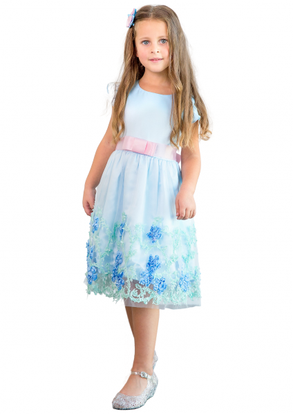 

Праздничное платье для девочки 6 лет (116 см) 3145-light blue голубой цвет